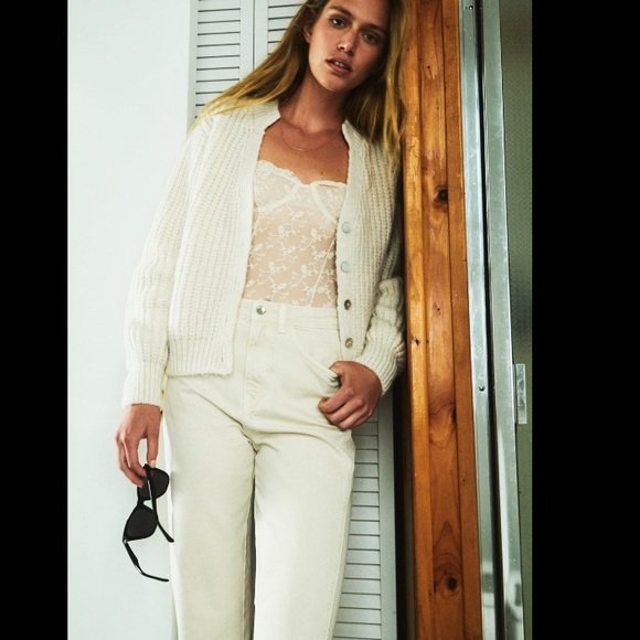 NWT ZARA Z1975 Straight Leg Slit Jeans Ecru - Picture 3 of 9